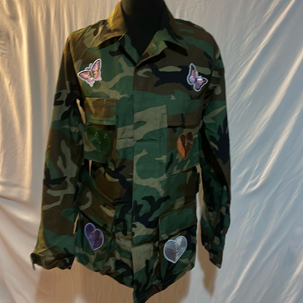 Army Print Patchwork Jacket